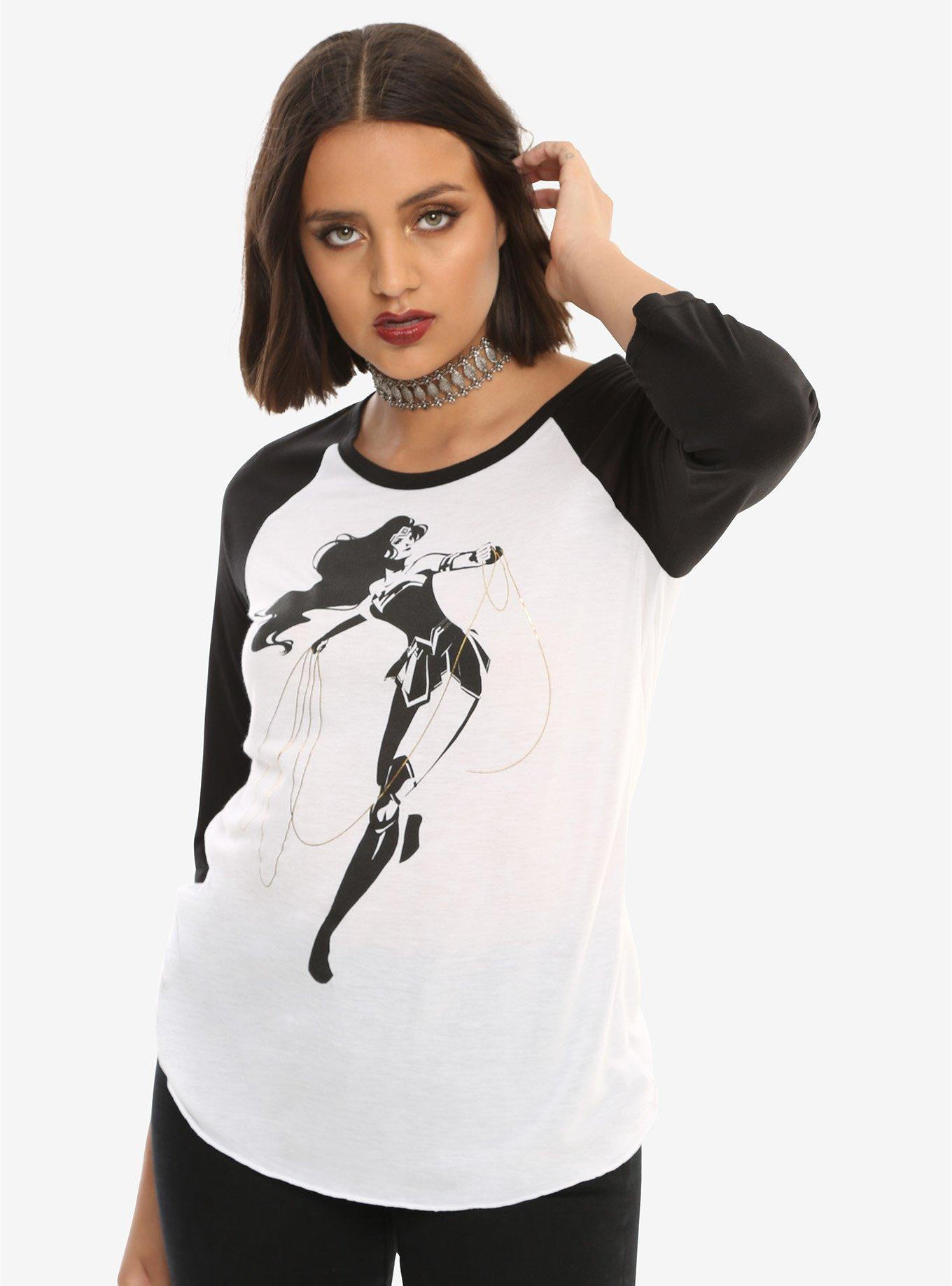 DC Comics Wonder Woman Gold Lasso Of Truth Girls Raglan, BLACK, hi-res