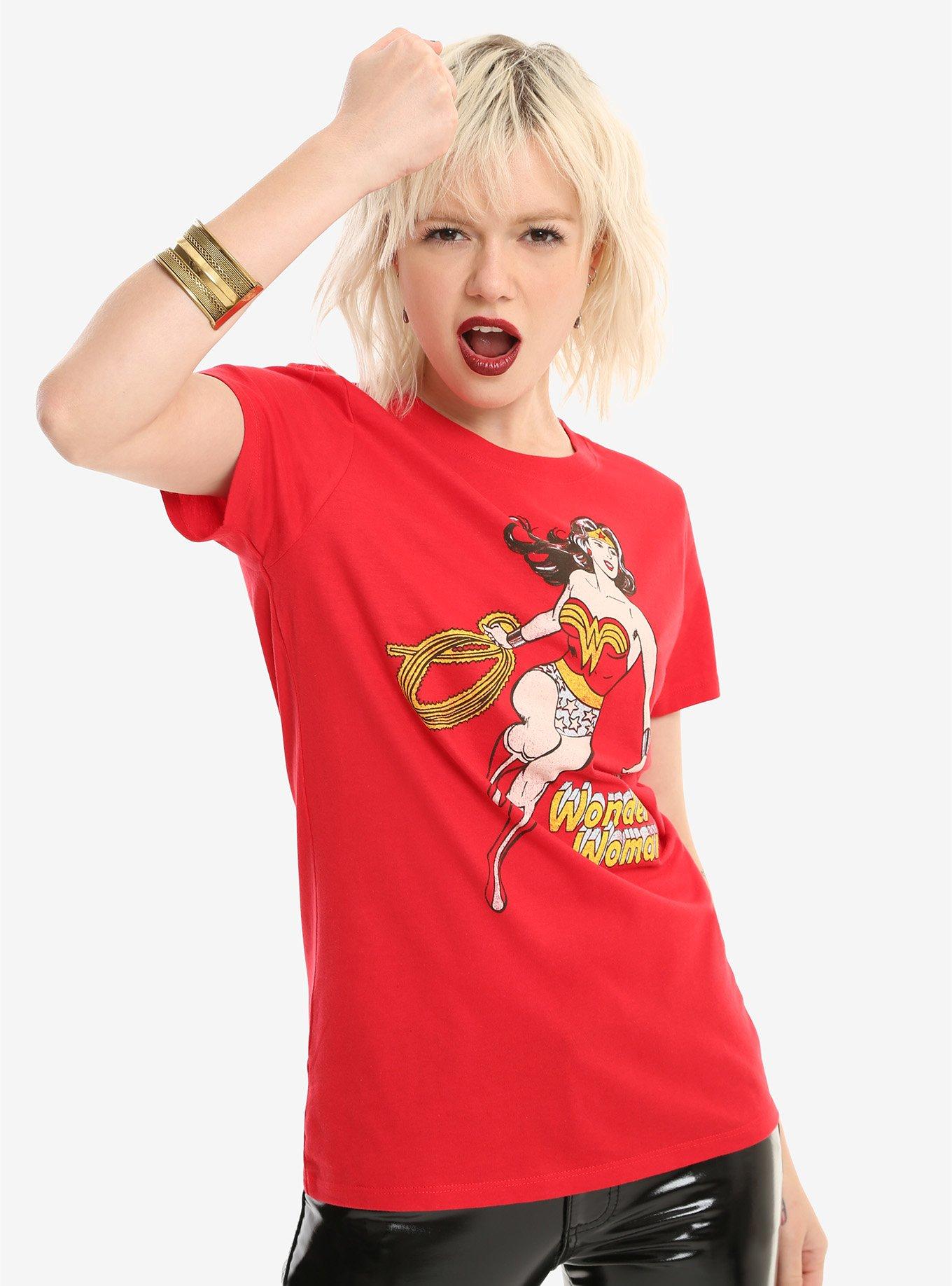 DC Comics Wonder Woman Retro Girls T-Shirt, RED, hi-res