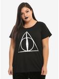 Harry Potter Deathly Hallows Holographic Foil Girls T-Shirt Plus Size, BLACK, hi-res