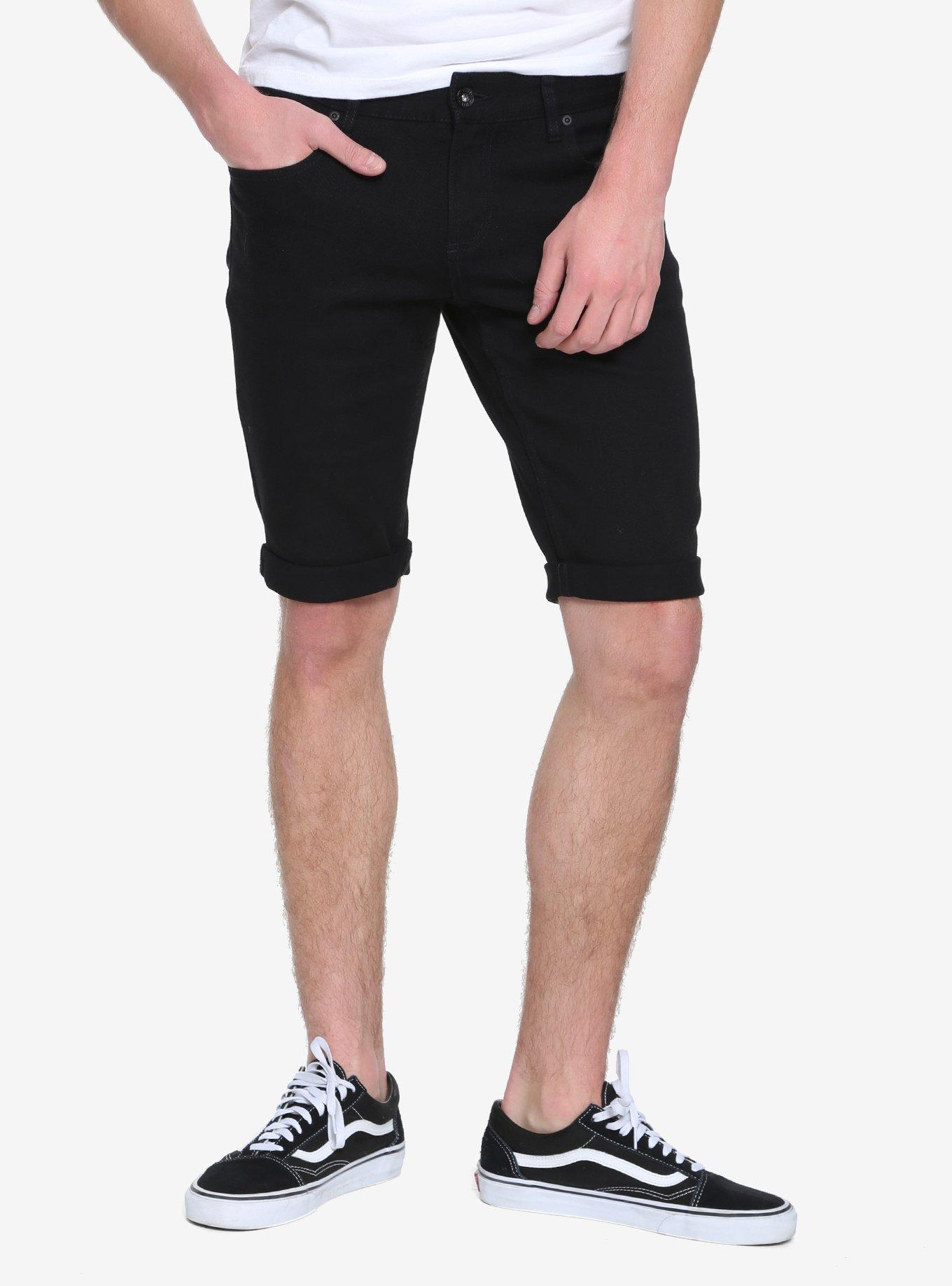 XXX RUDE Black Denim Skinny Shorts, BLACK, hi-res