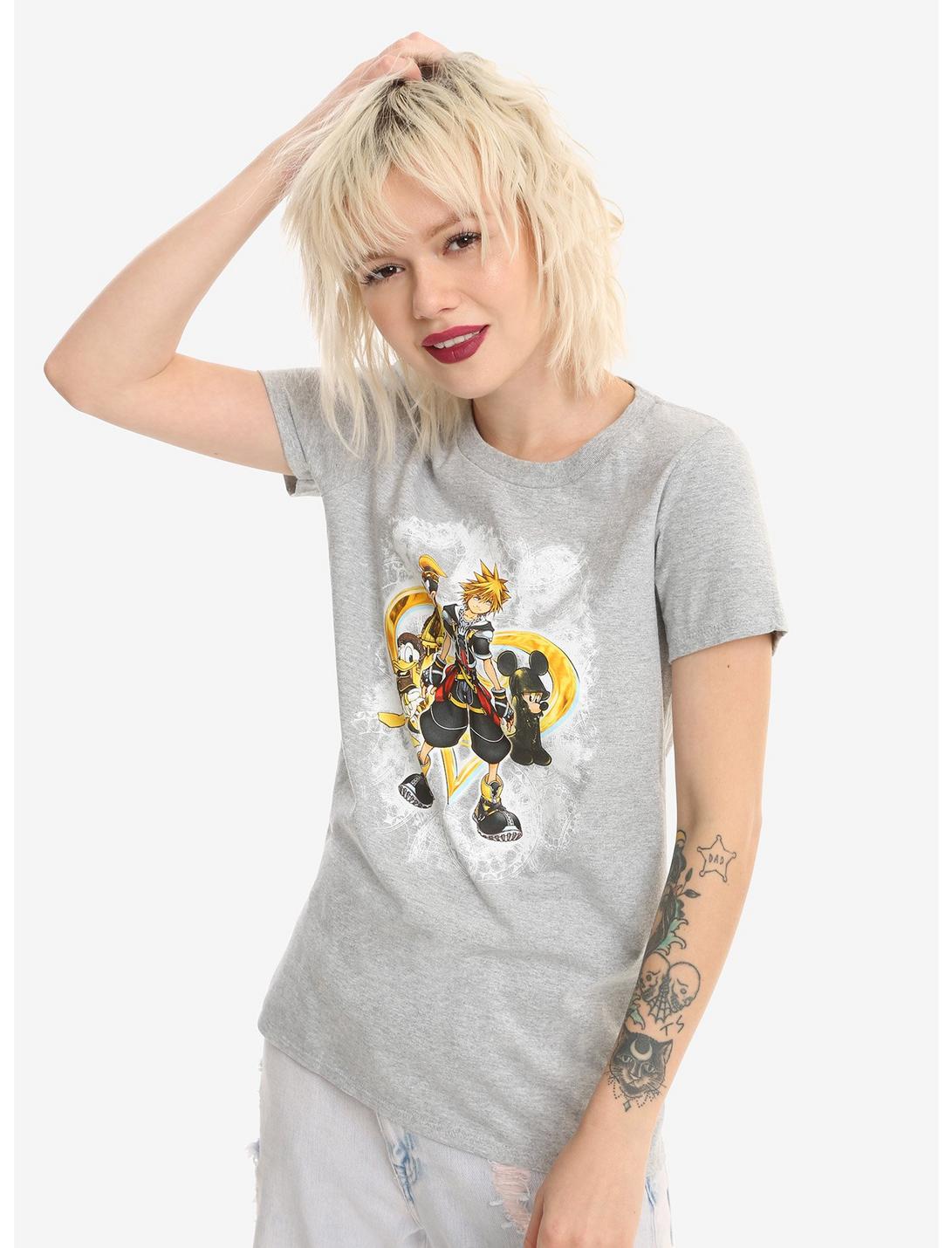 Disney Kingdom Hearts Gold Heart Girls T-Shirt, GREY, hi-res