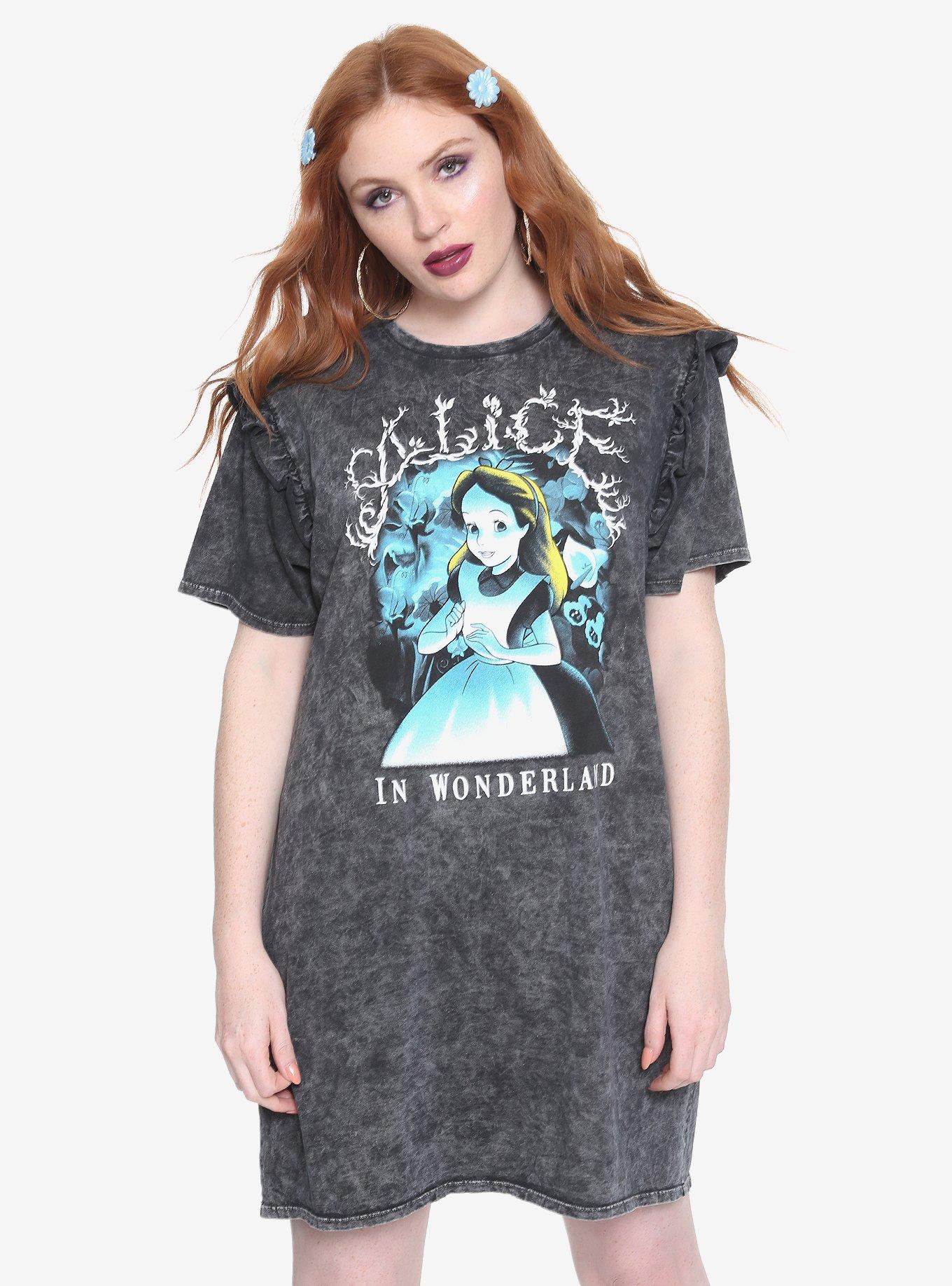 Disney Alice In Wonderland Mineral Wash T-Shirt Dress, BLACK, hi-res