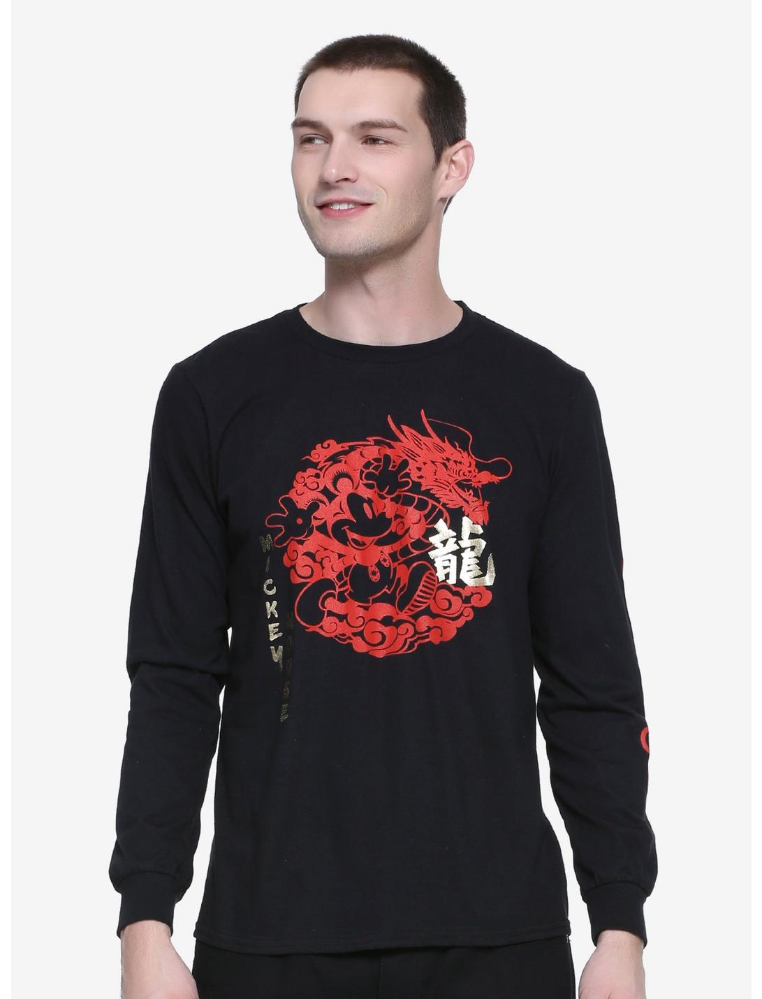 Disney Mickey Mouse Dragon Long Sleeve T-Shirt - BoxLunch Exclusive, BLACK, hi-res