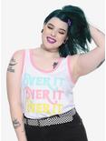 White & Pink Over It Girls Crop Tank Top Plus Size, WHITE, hi-res