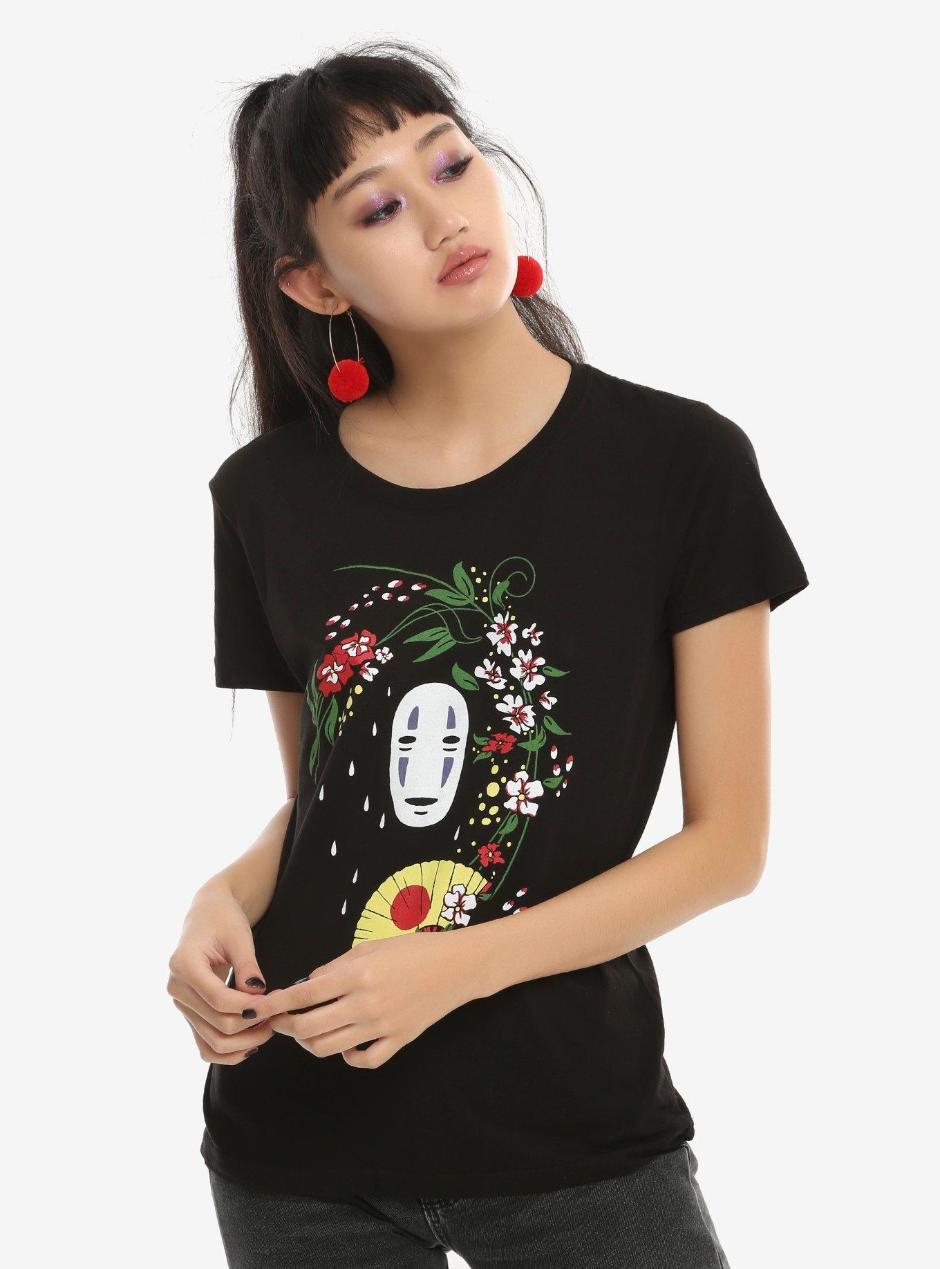 Her Universe Spirited Away No-Face Flowers Girls T-Shirt, BLACK, hi-res