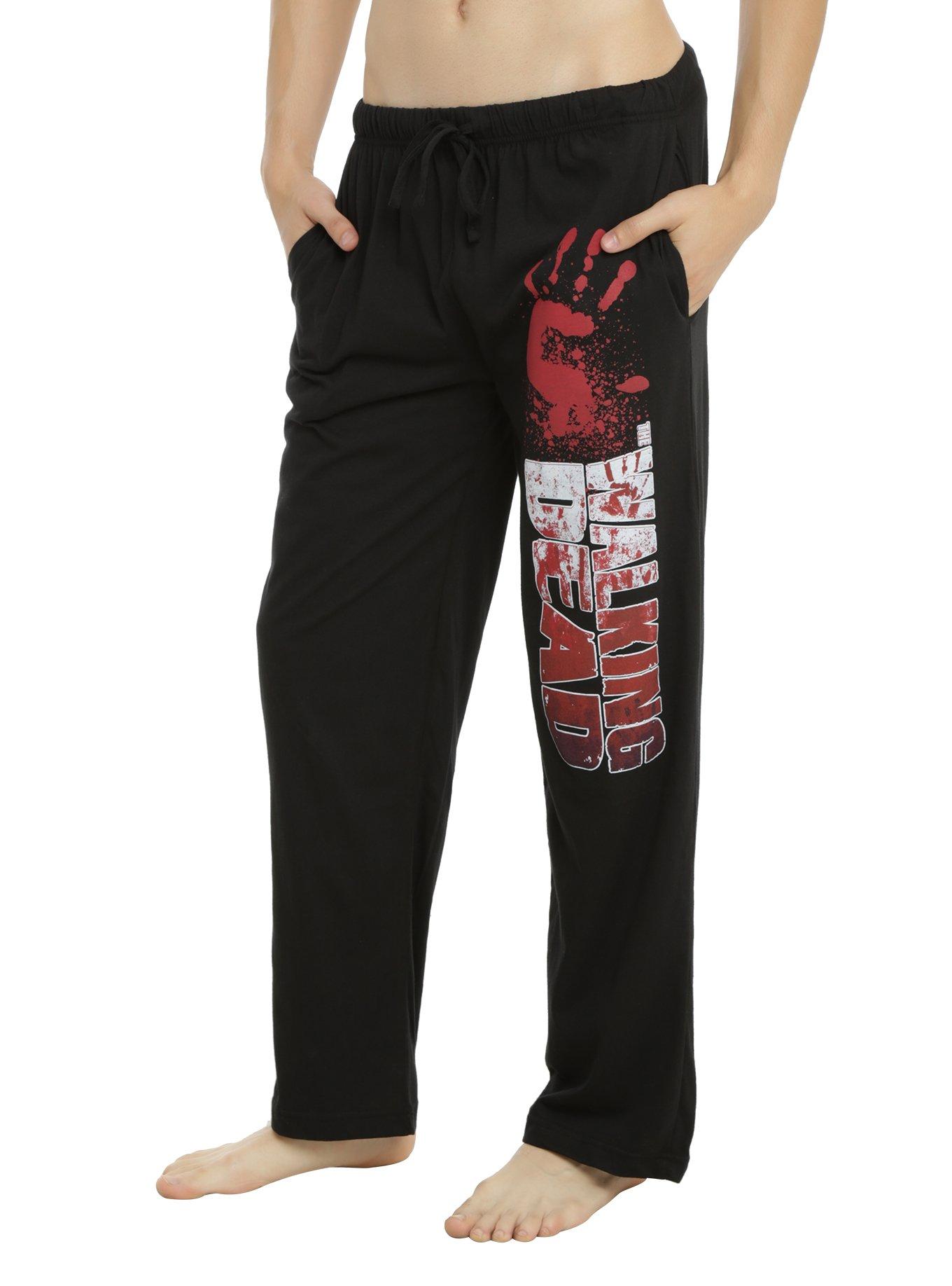 The Walking Dead Bloody Hand Print Guys Pajama Pants, BLACK, hi-res