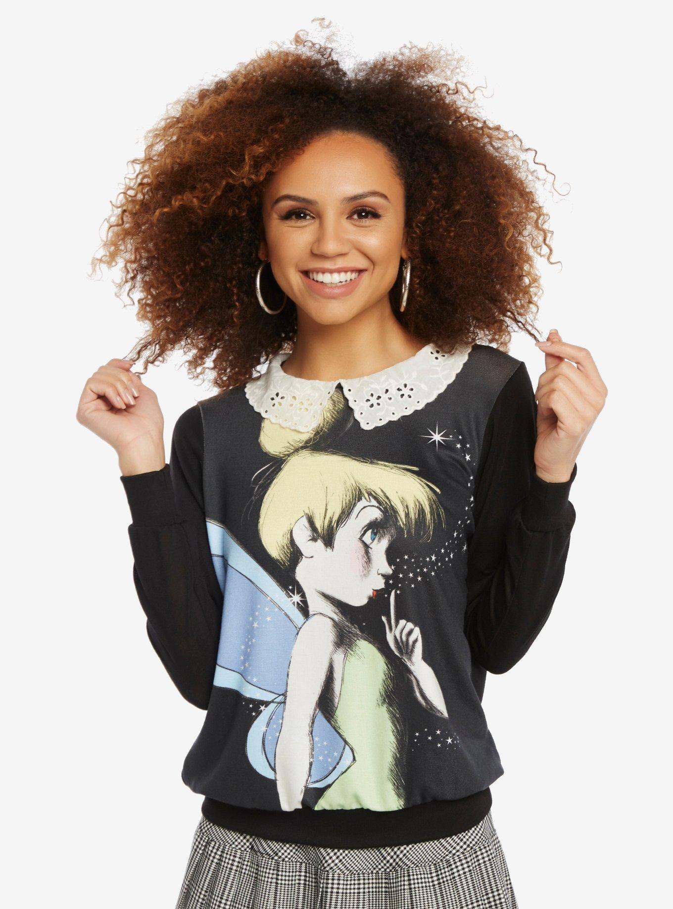 Disney Peter Pan Tinker Bell Floral Collar Top, MULTI, hi-res