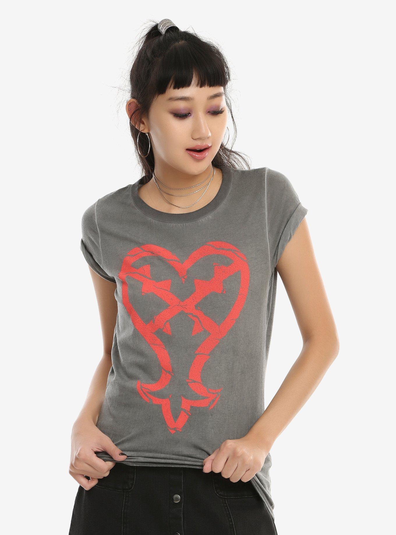 Disney Kingdom Hearts Heartless Oil Wash Girls T-Shirt, BLACK, hi-res