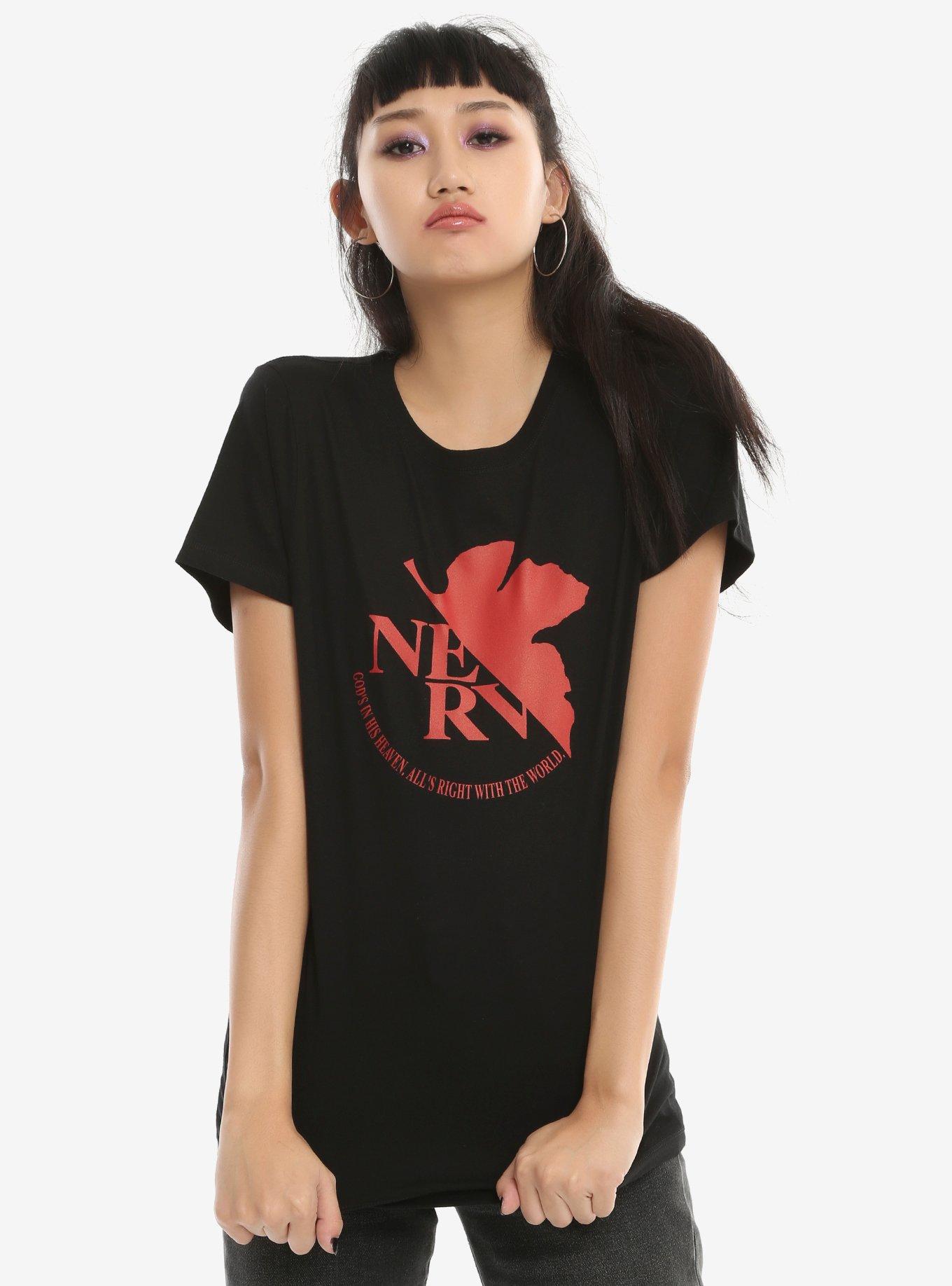 Neon Genesis Evangelion NERV Logo Girls T-Shirt, BLACK, hi-res