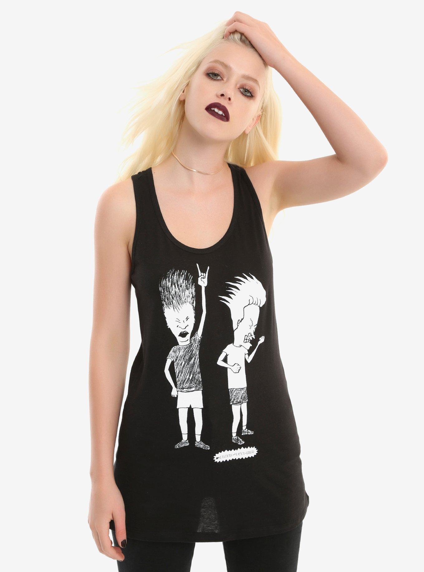 Beavis And Butt-Head Rock Out Girls Tank Top, BLACK, hi-res