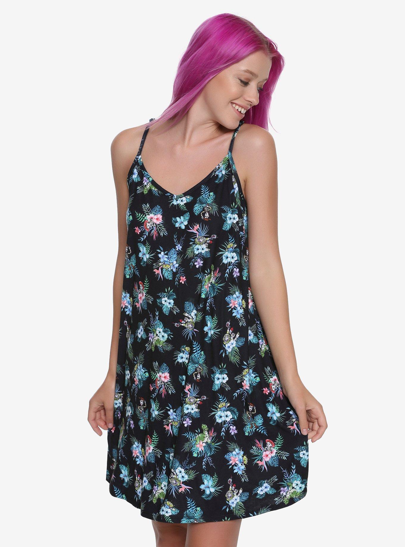 Disney Pixar Toy Story Tropical Print Slip Dress, BLACK, hi-res