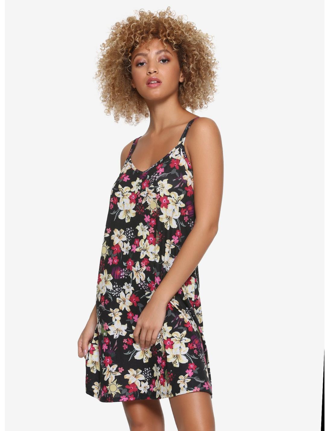 Disney Tangled Floral Print Slip Dress, BLACK, hi-res