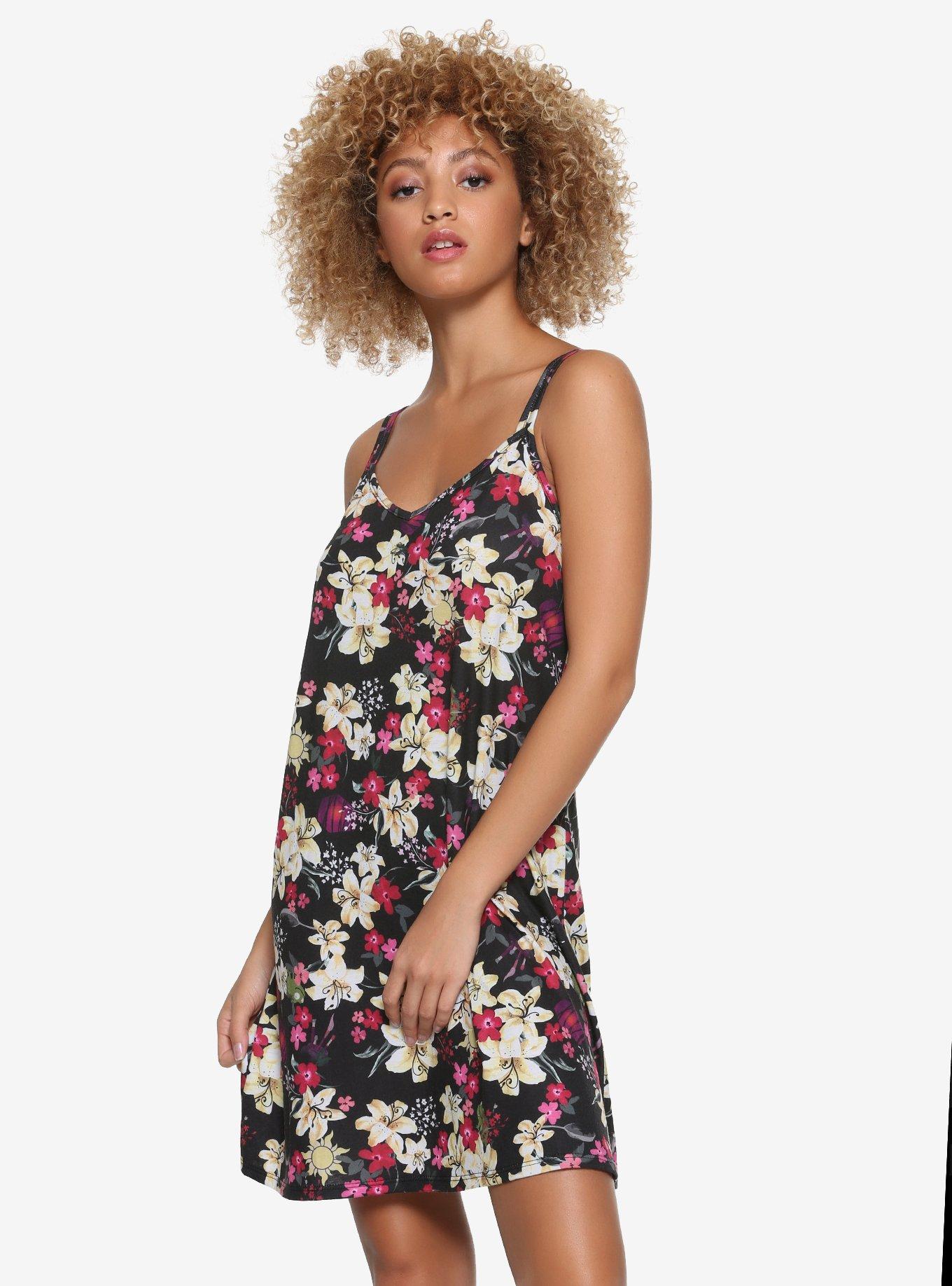 Disney Tangled Floral Print Slip Dress, BLACK, hi-res