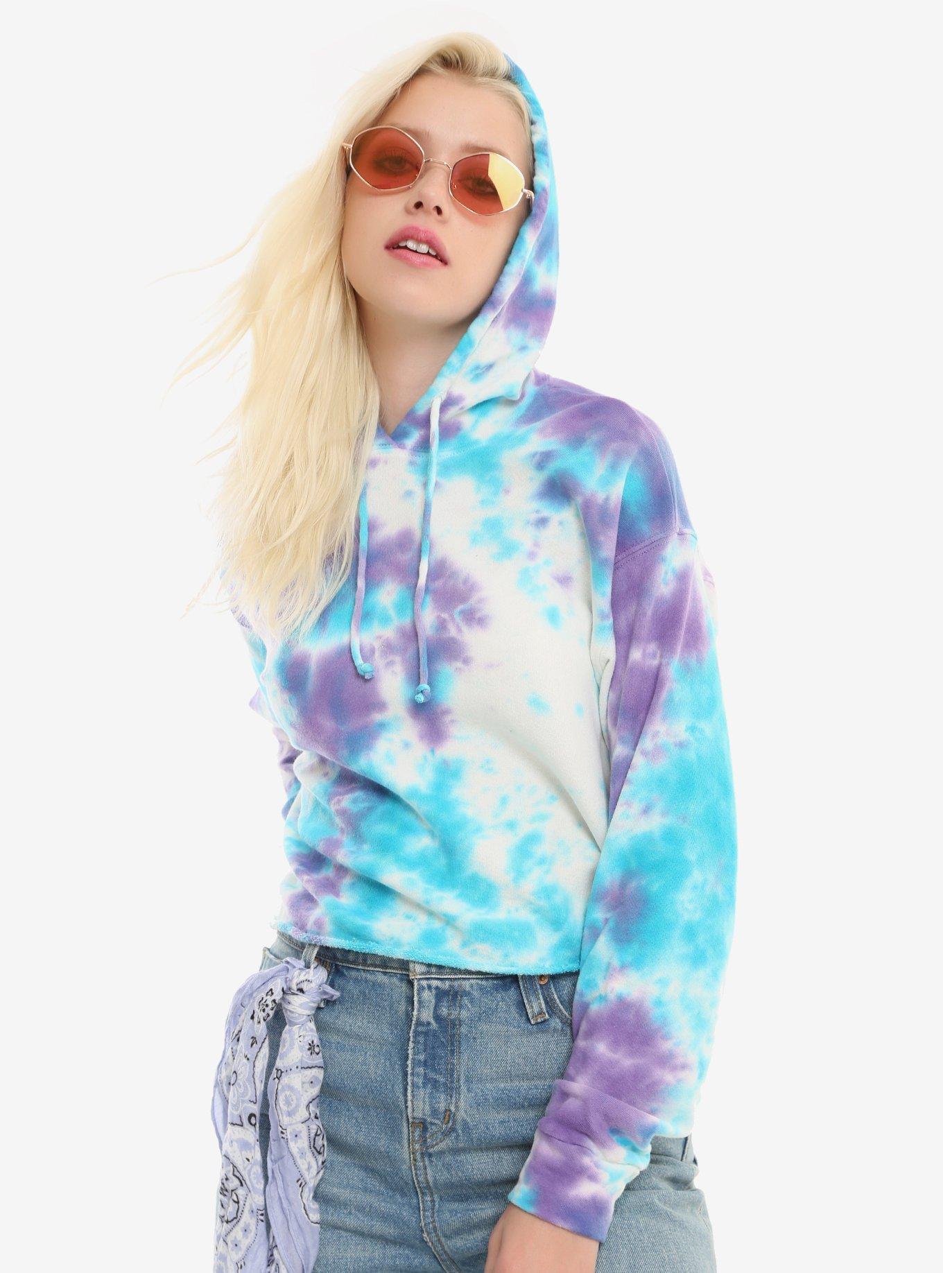 Pastel Tie Dye Crop Girls Hoodie | Hot Topic