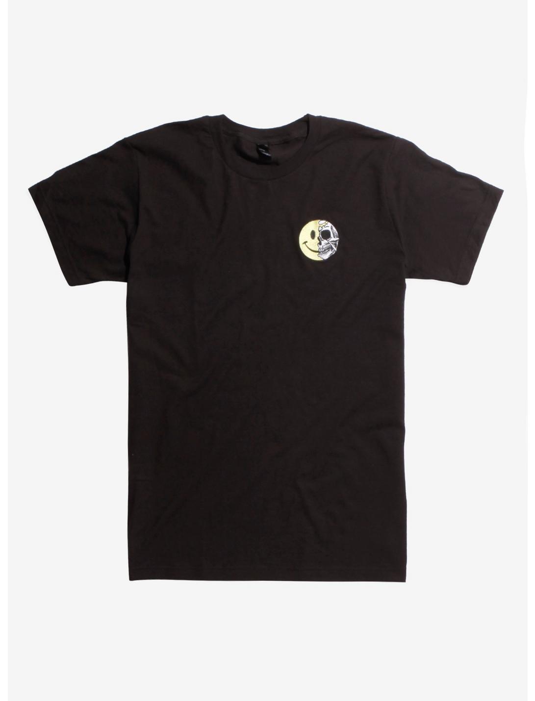 Smiley Skull Embroidered T-Shirt, BLACK, hi-res