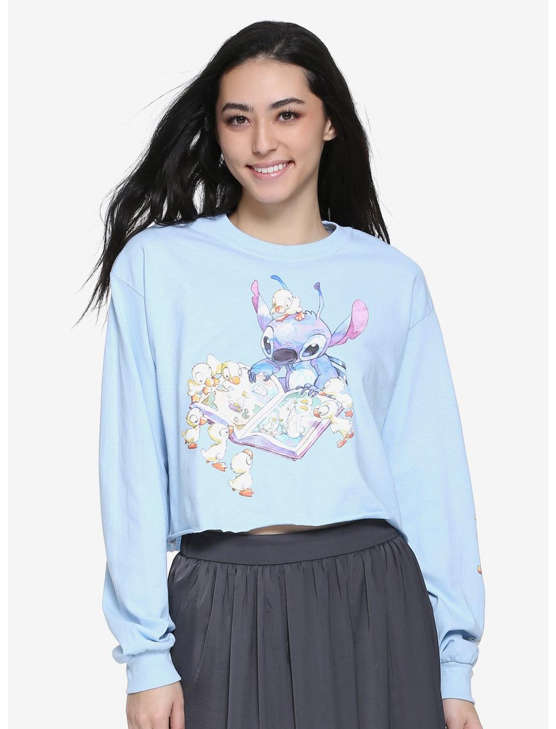 Disney Lilo & Stitch Ducklings Womens Cropped Long Sleeve Tee - BoxLunch Exclusive, BLUE, hi-res