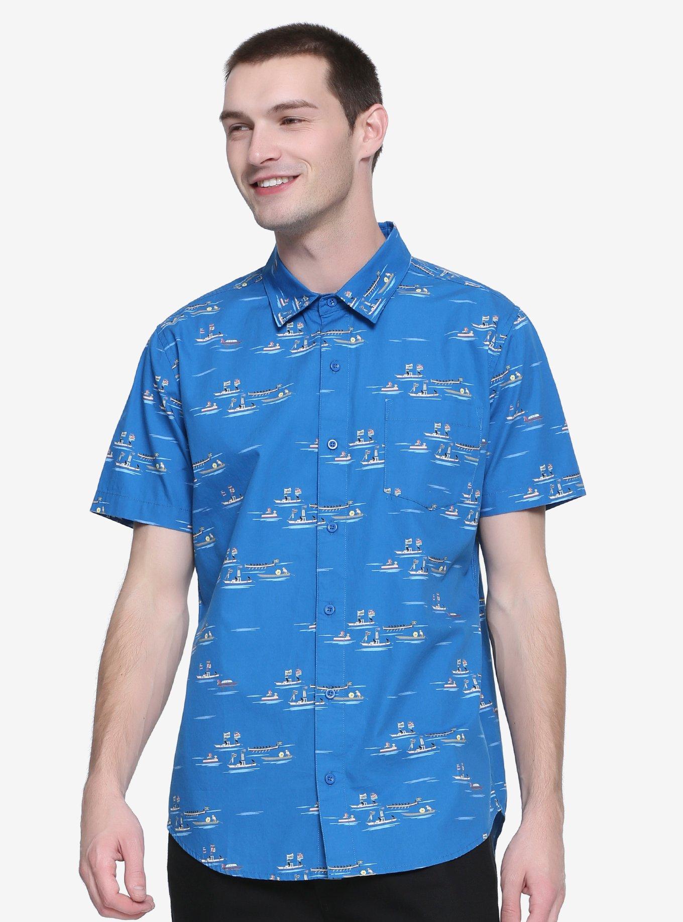 Our Universe Studio Ghibli Ponyo Boats Woven Button-Up - BoxLunch Exclusive, BLUE, hi-res