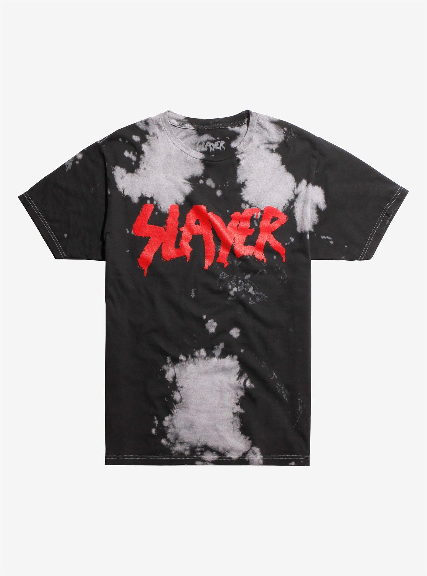 Slayer Logo Bleach Wash T-shirt, GREY, hi-res