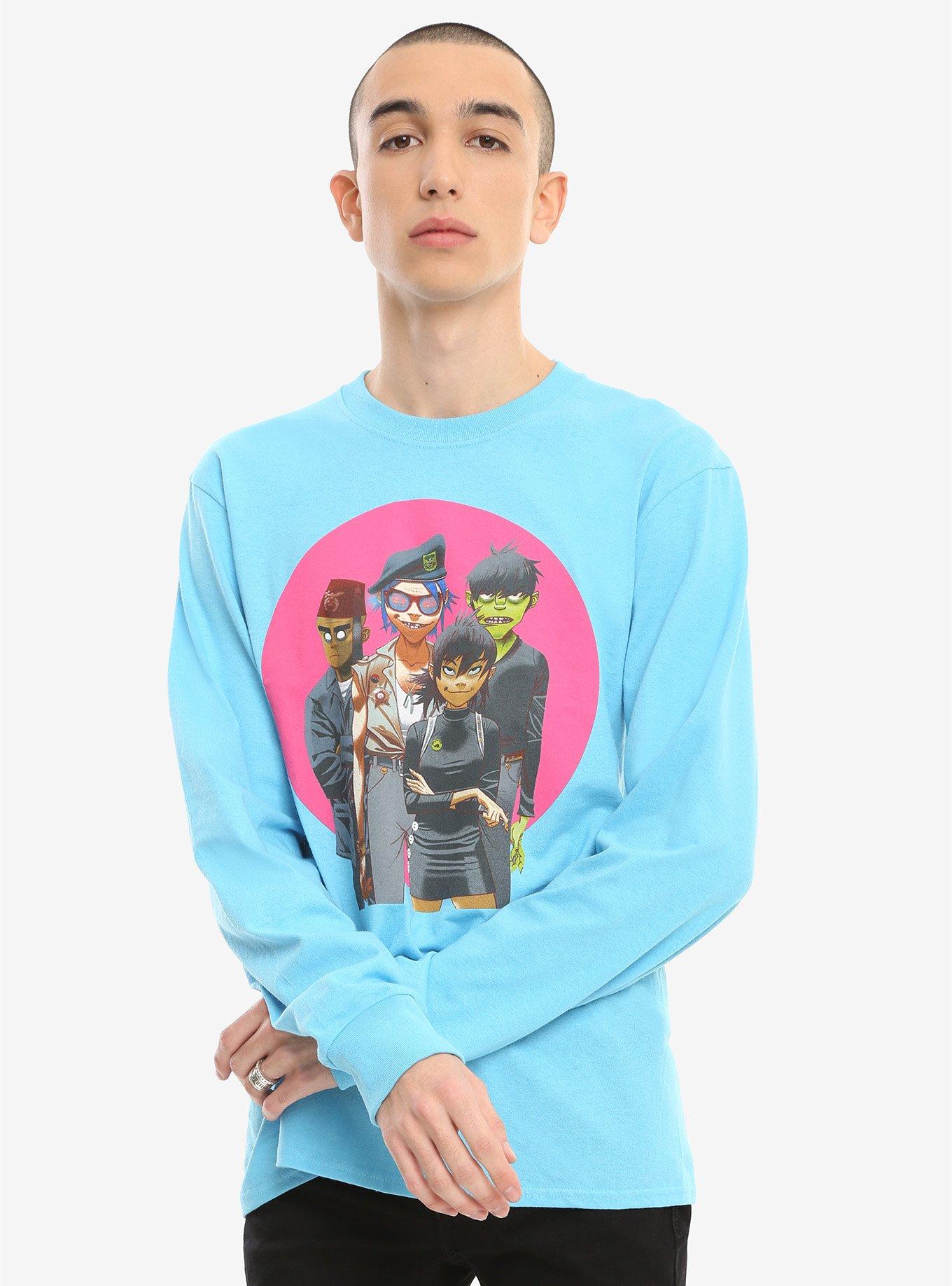 Gorillaz Group Turquoise Long-Sleeve T-Shirt, TEAL, hi-res