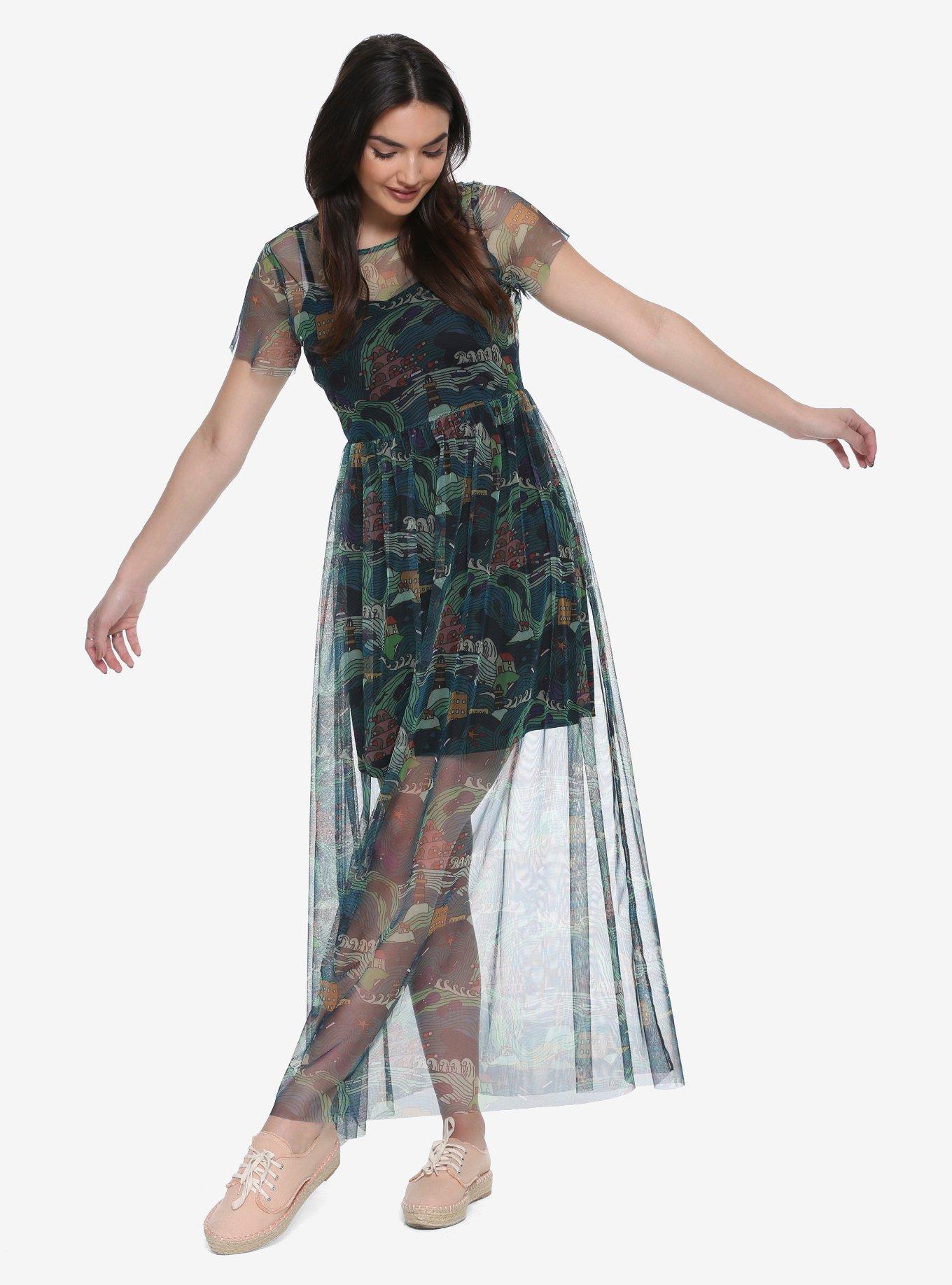 Her Universe Studio Ghibli Ponyo Line Art Maxi Dress - BoxLunch Exclusive, MULTI, hi-res