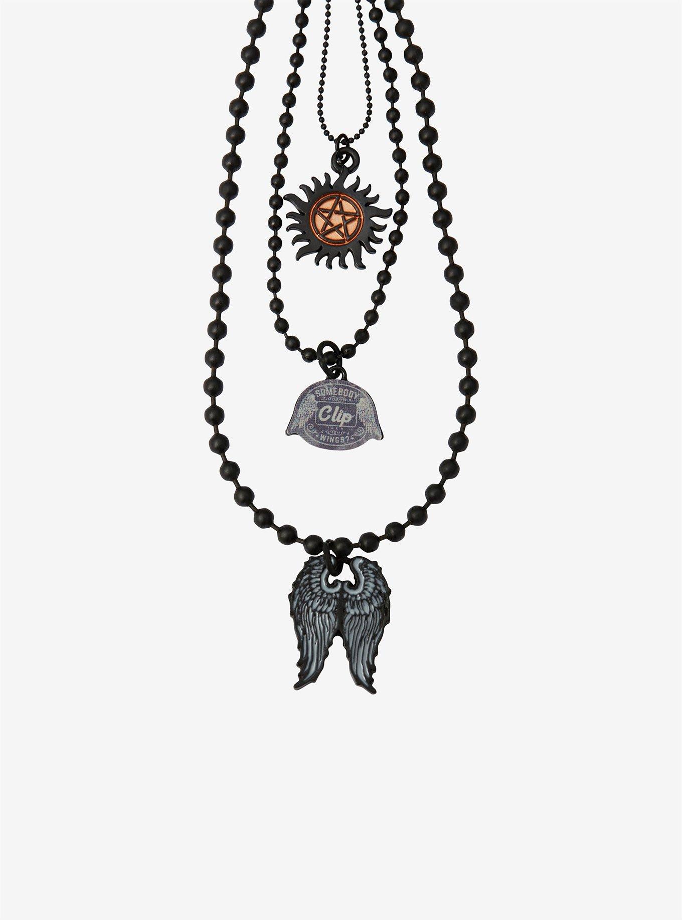 Supernatural Castiel Wings 3 Tier Necklace Set, , hi-res