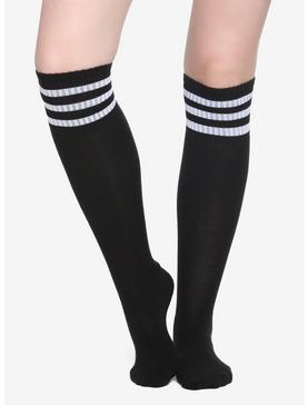 Plus Size Black & White Cushioned Knee-High Socks, , hi-res