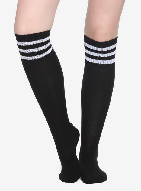 Classic Old School white Striped Tube Socks, Red (Single Pair)