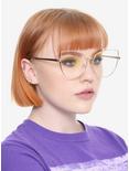 Gold Wire Cat Eye Clear Lens Glasses, , hi-res