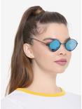 Blue Small Diamond Wire Frame Sunglasses, , hi-res