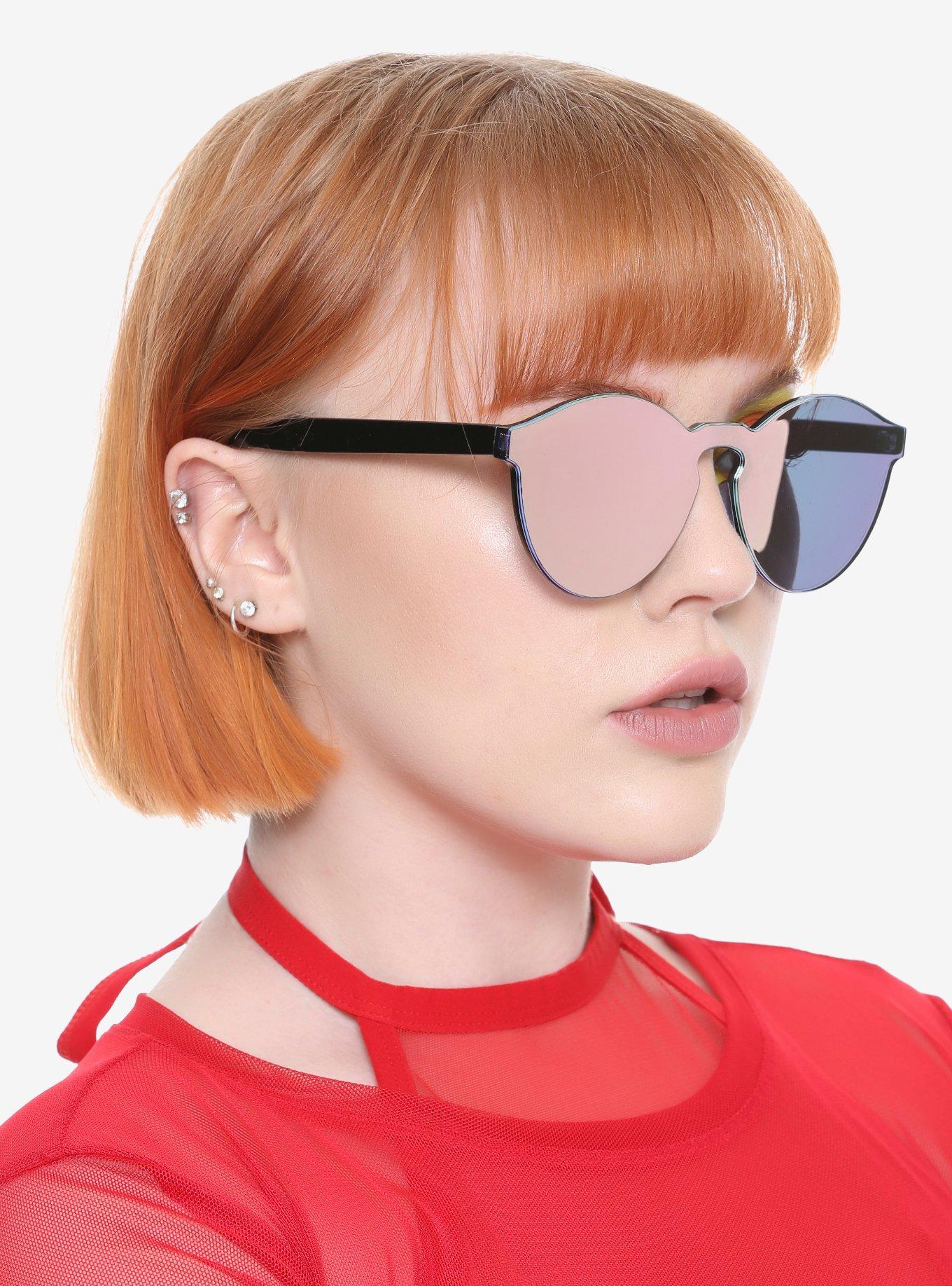 Round Shield Mirror Lens Sunglasses, , hi-res