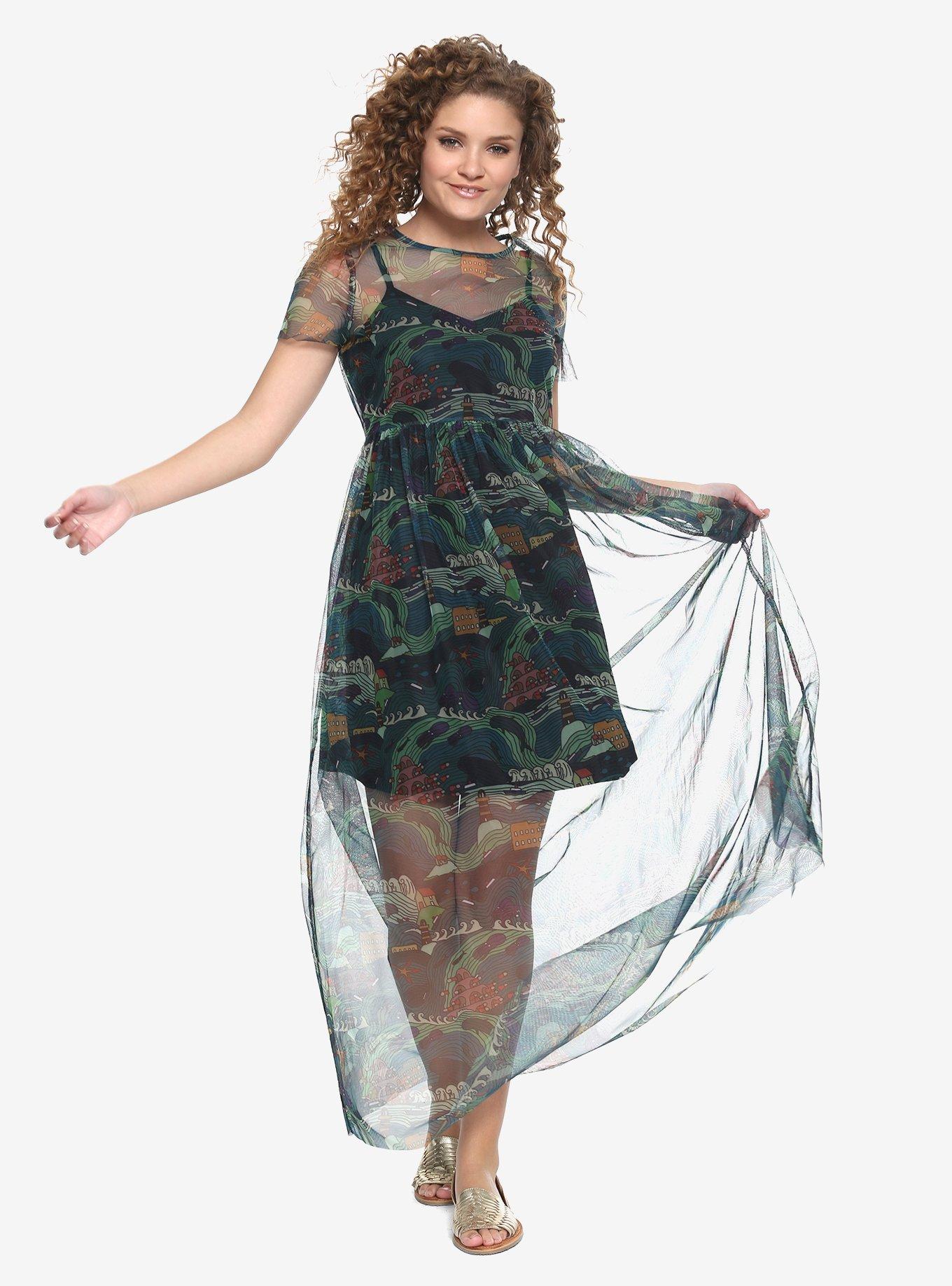 Studio Ghibli Ponyo Line Art Maxi Dress, MULTI, hi-res