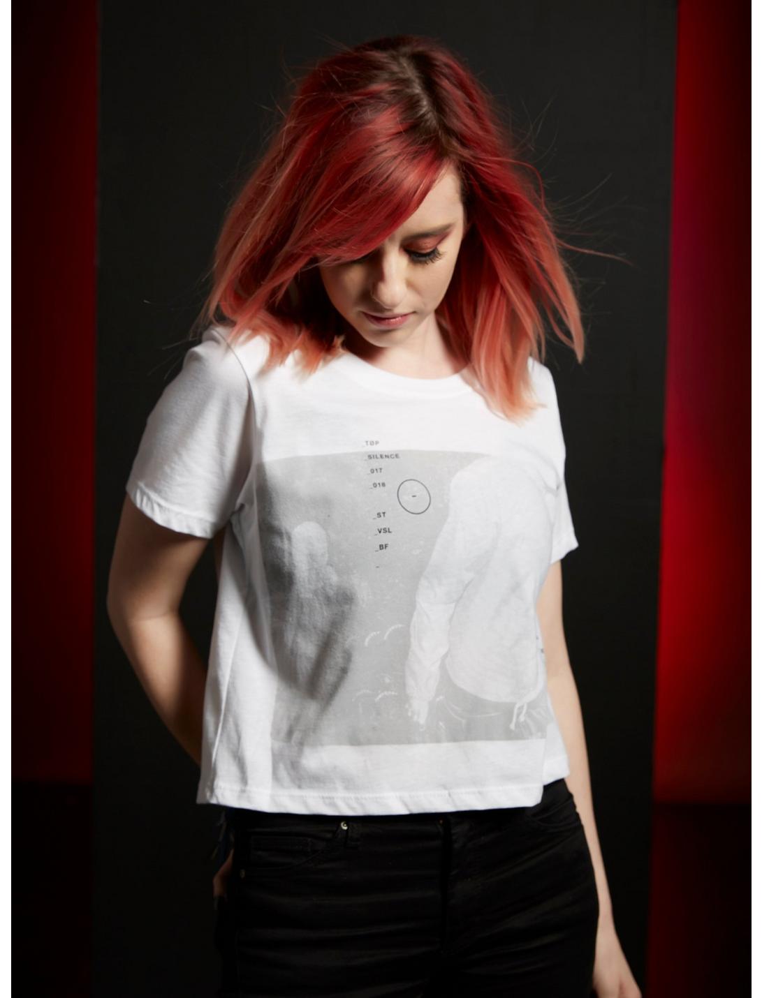 Twenty One Pilots Silence Photo Girls Crop T-Shirt, WHITE, hi-res