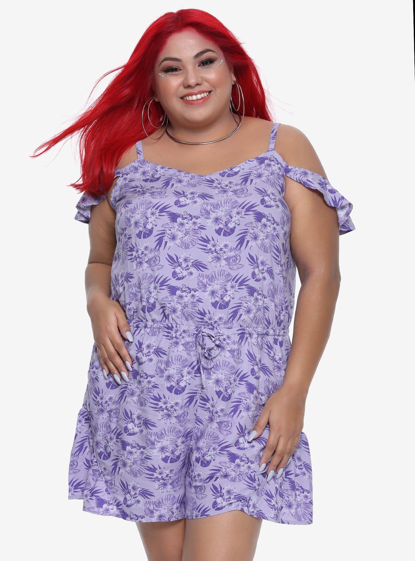 Disney The Little Mermaid Ariel Cold Shoulder Romper Plus Size, LIGHT PURPLE, hi-res