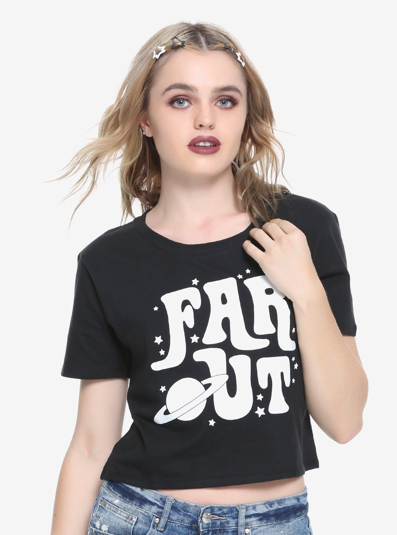Far Out Glow-In-The-Dark Girls Crop Top, BLACK, hi-res
