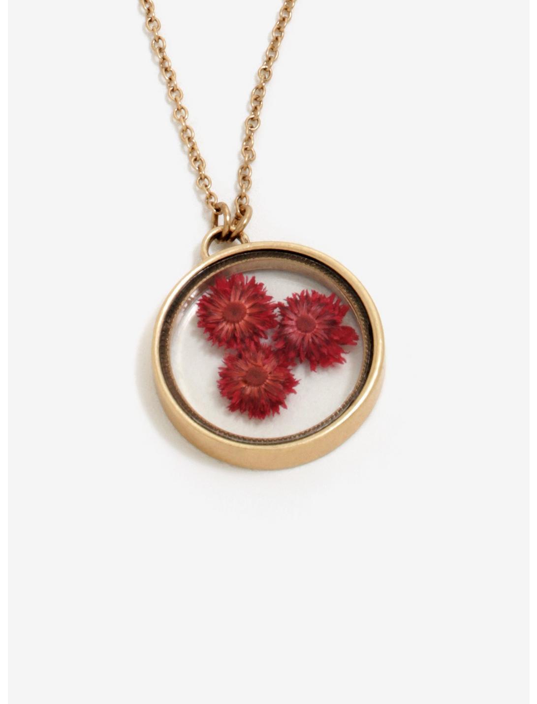 Red Pressed Flower Necklace - BoxLunch Exclusive, , hi-res