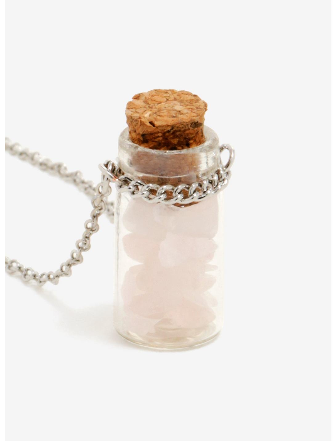 Rose Quartz Pebble Bottle Necklace - BoxLunch Exclusive, , hi-res