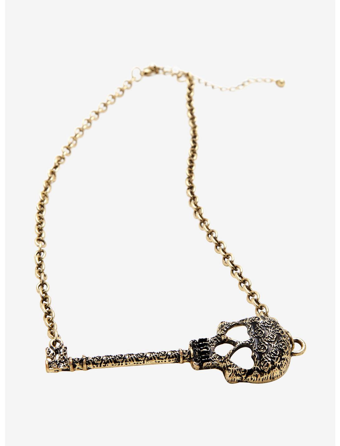 Blackheart Skeleton Key Pendant Necklace, , hi-res