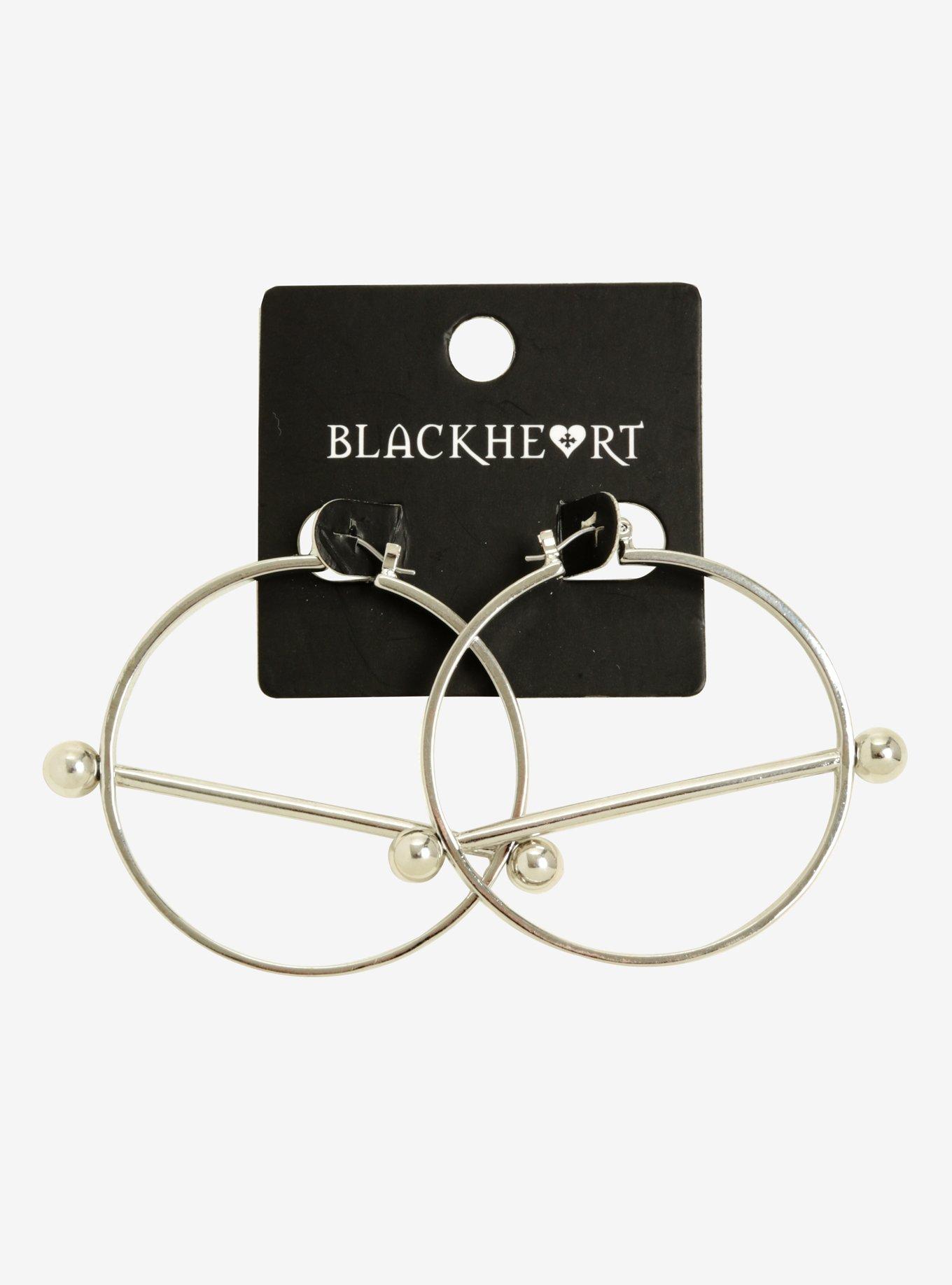 Blackheart Pierced Hoop Earrings, , hi-res