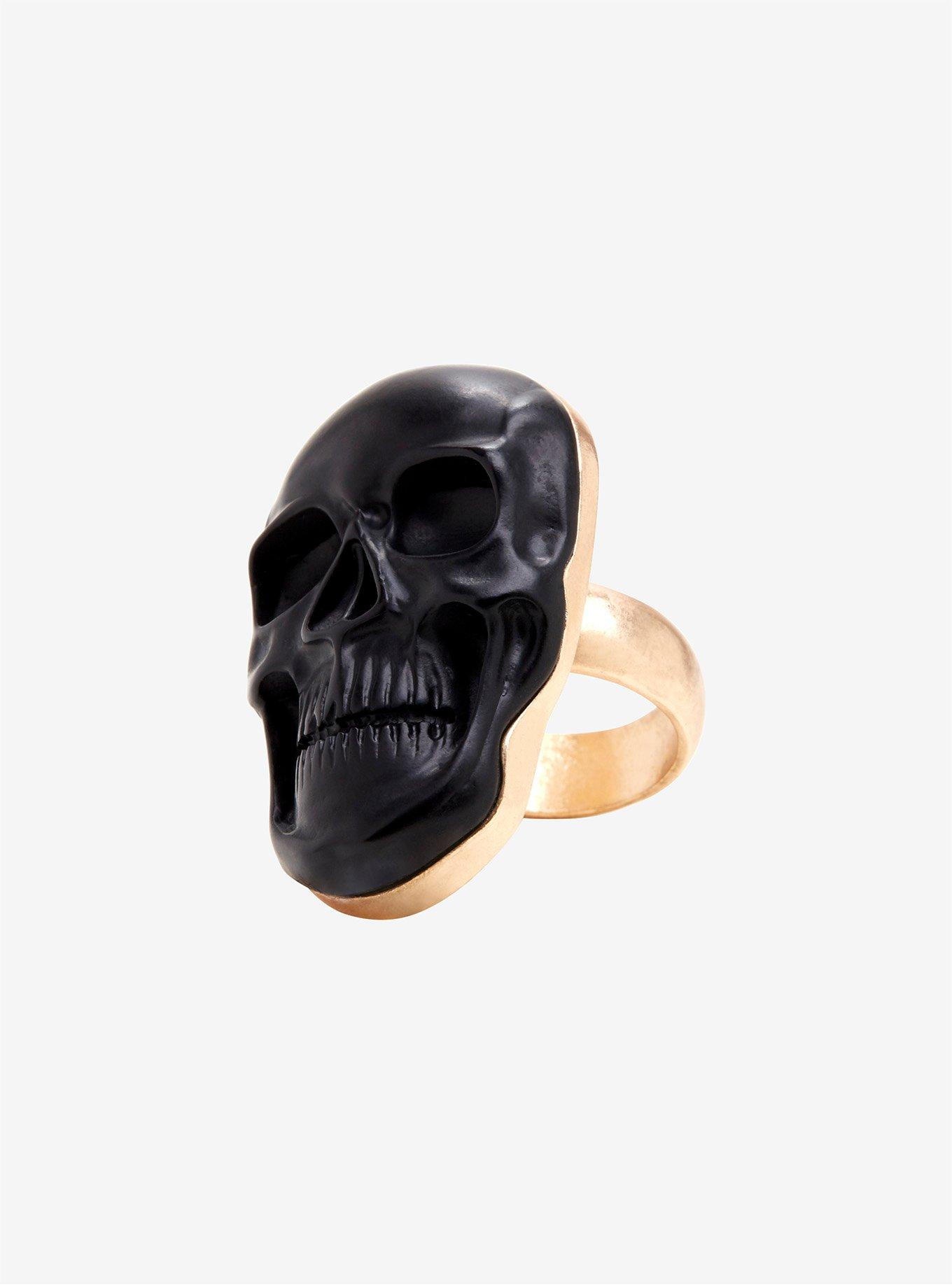 Blackheart Matte Black Large Skull Ring, , hi-res