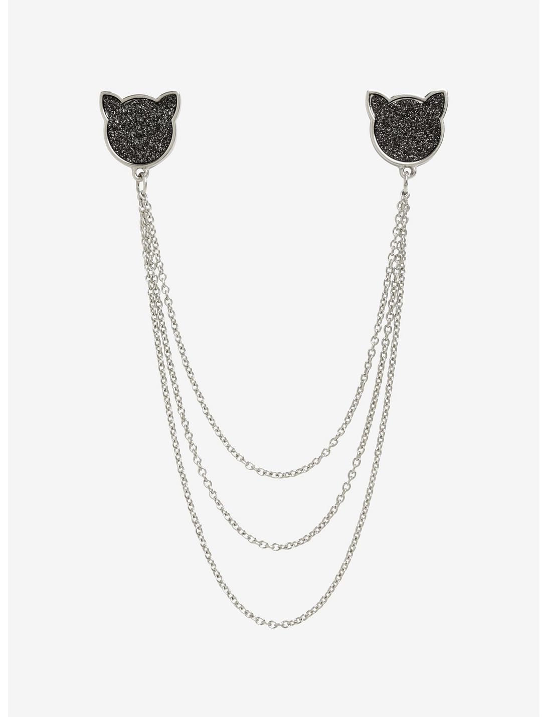 Blackheart Glitter Cat Collar Pin, , hi-res