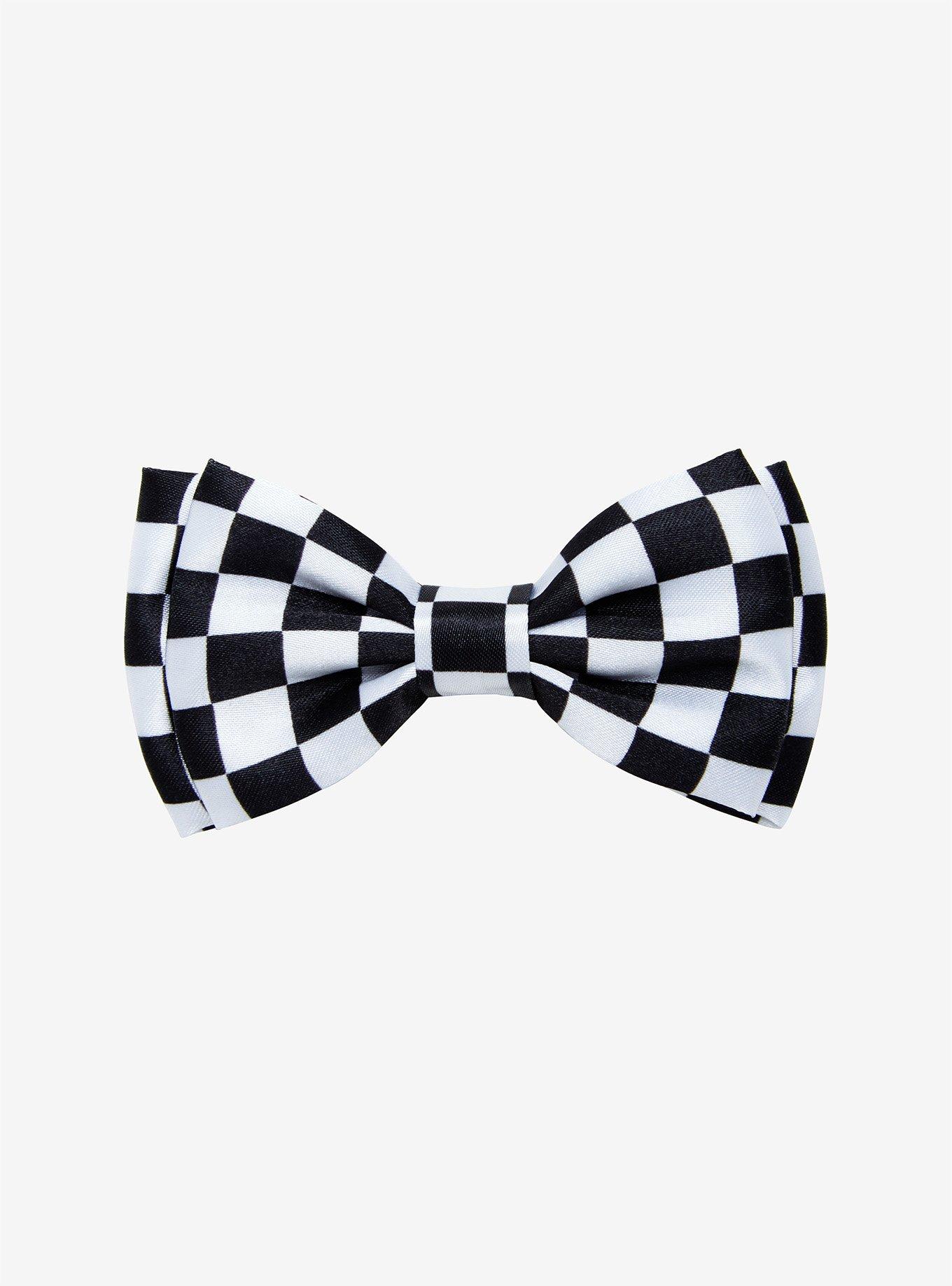 Black & White Checkered Hair Bow, , hi-res