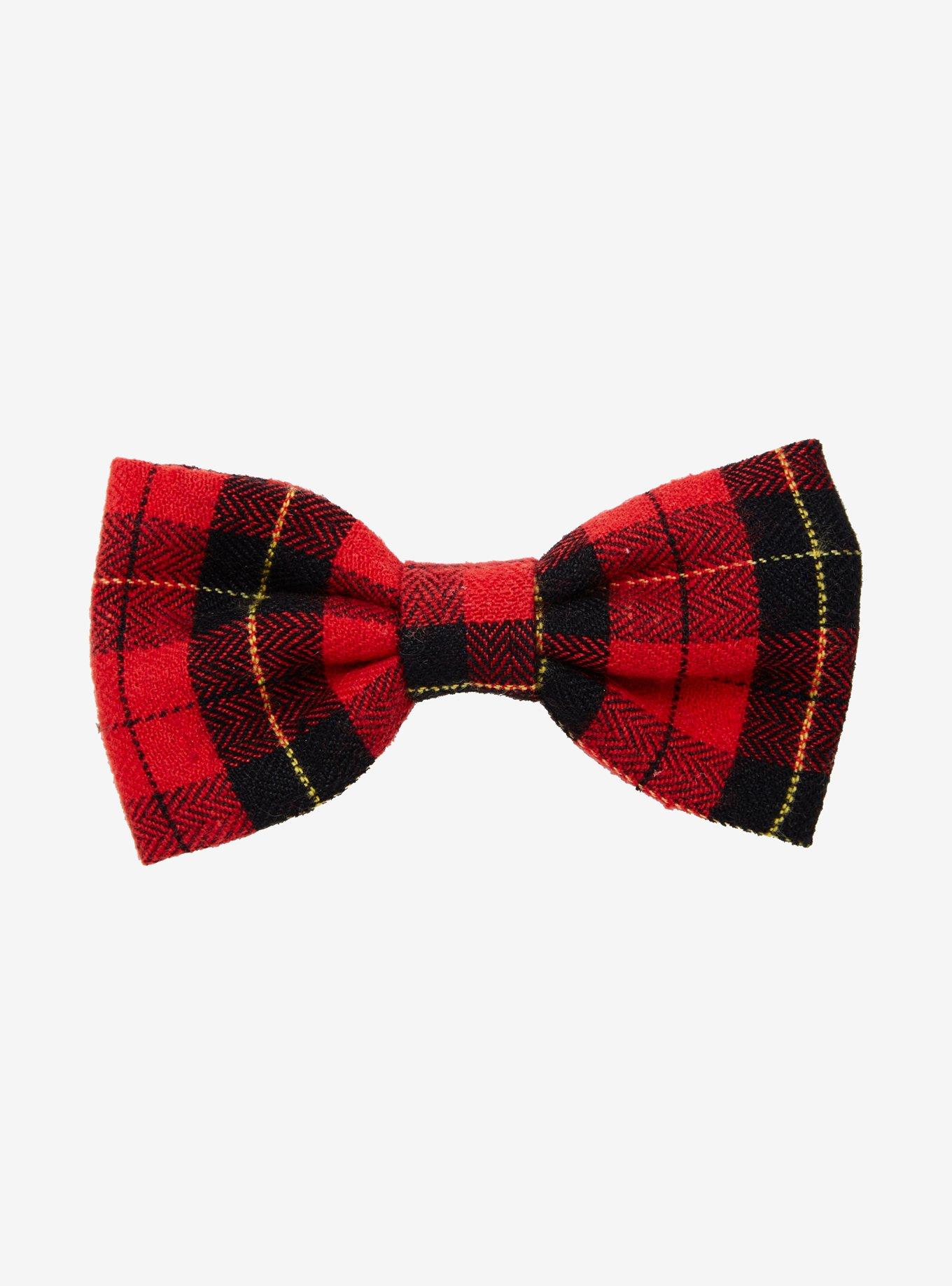 Black & Red Flannel Plaid Hair Bow, , hi-res
