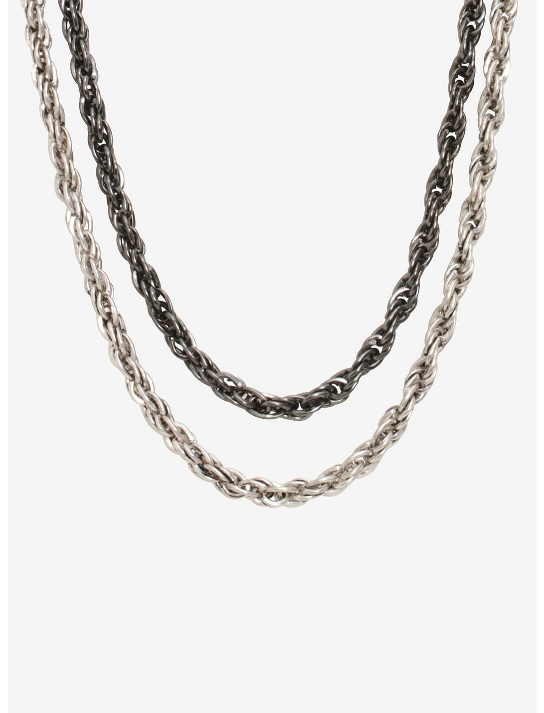 Silver & Hematite Rope Chain Guys Necklace Set, , hi-res