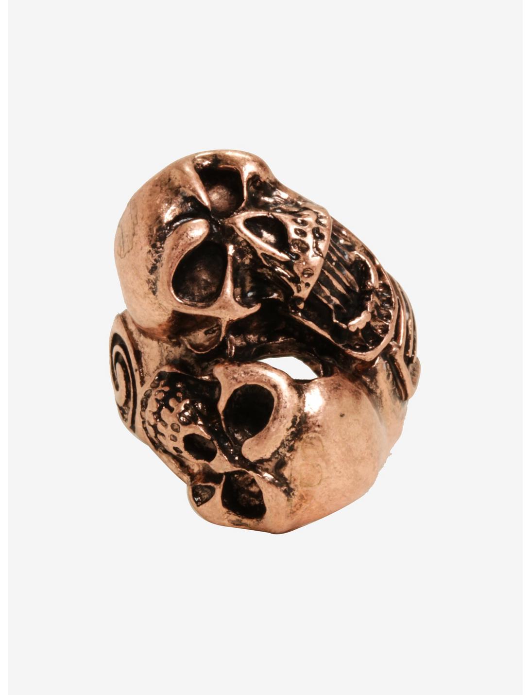 Bronze Double Skull Guys Ring, , hi-res