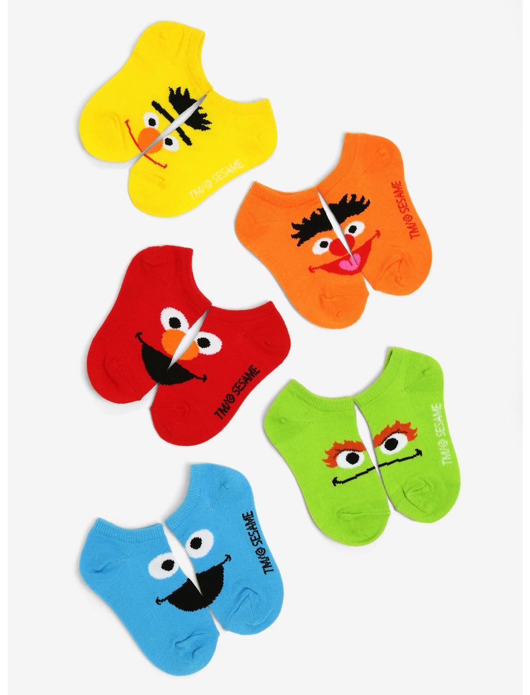 Sesame Street Friends No-Show Toddler Socks 5 Pair, , hi-res