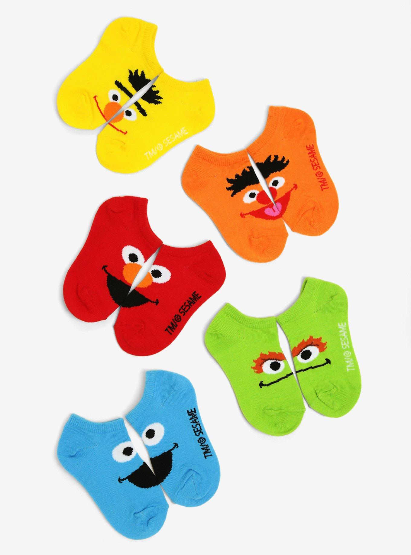 Sesame Street Friends No-Show Toddler Socks 5 Pair, , hi-res