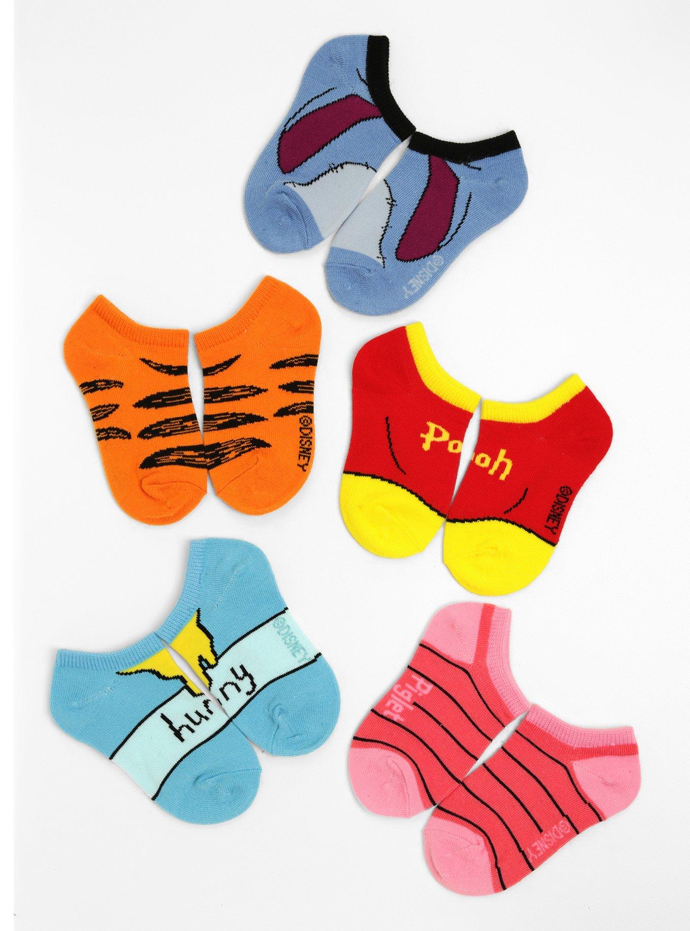 Disney Winnie The Pooh Toddler No-Show Socks 5 Pair, , hi-res