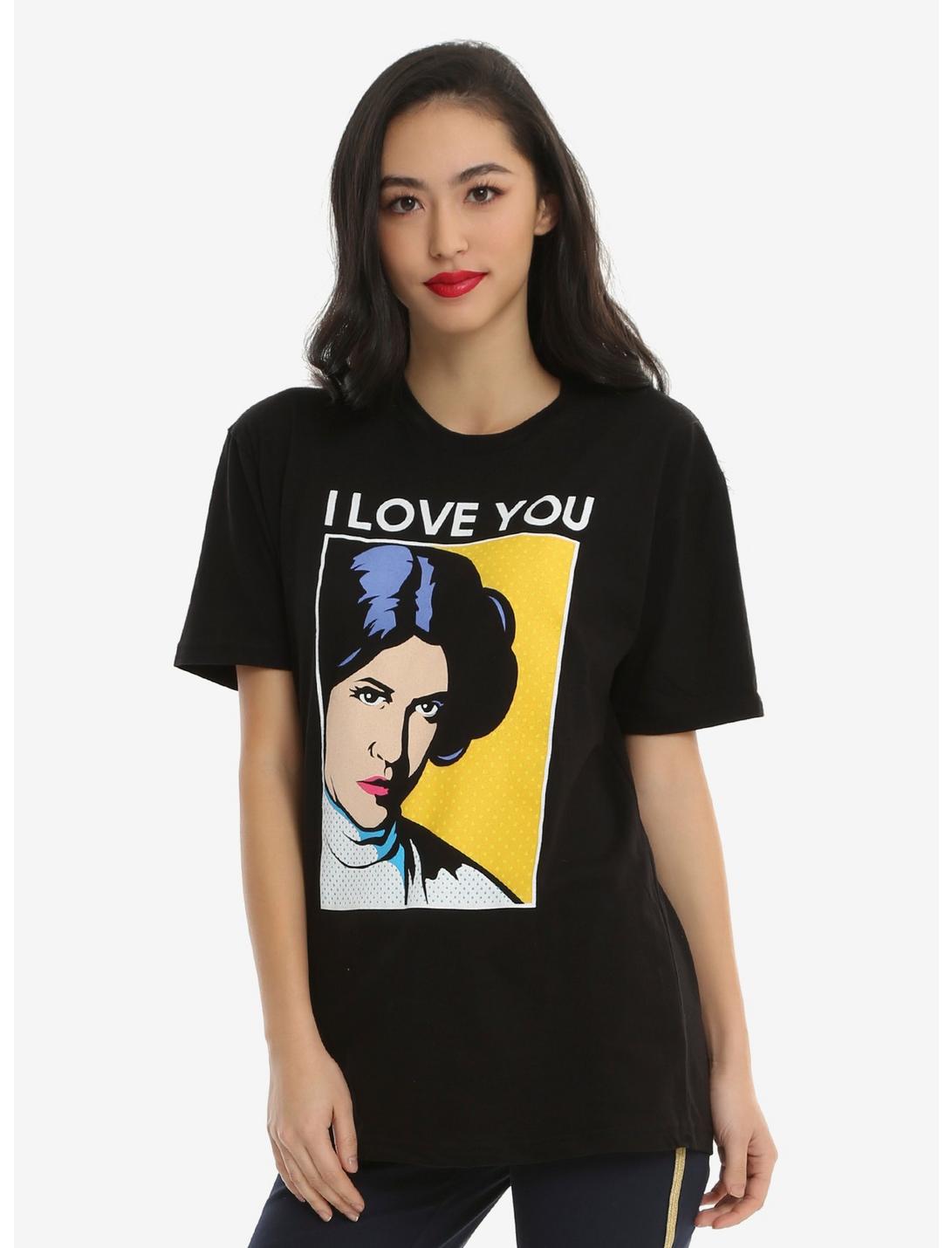 Star Wars Princess Leia I Love You Couples T-Shirt - BoxLunch Exclusive, BLACK, hi-res