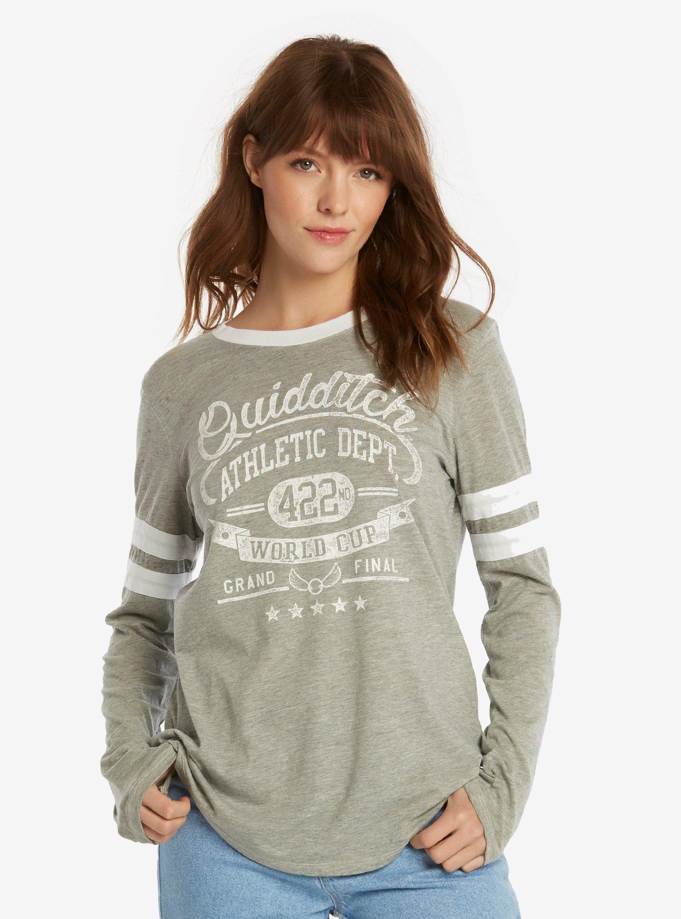 Harry Potter Quidditch Varsity Womens Long Sleeve Tee - BoxLunch Exclusive, GREY, hi-res