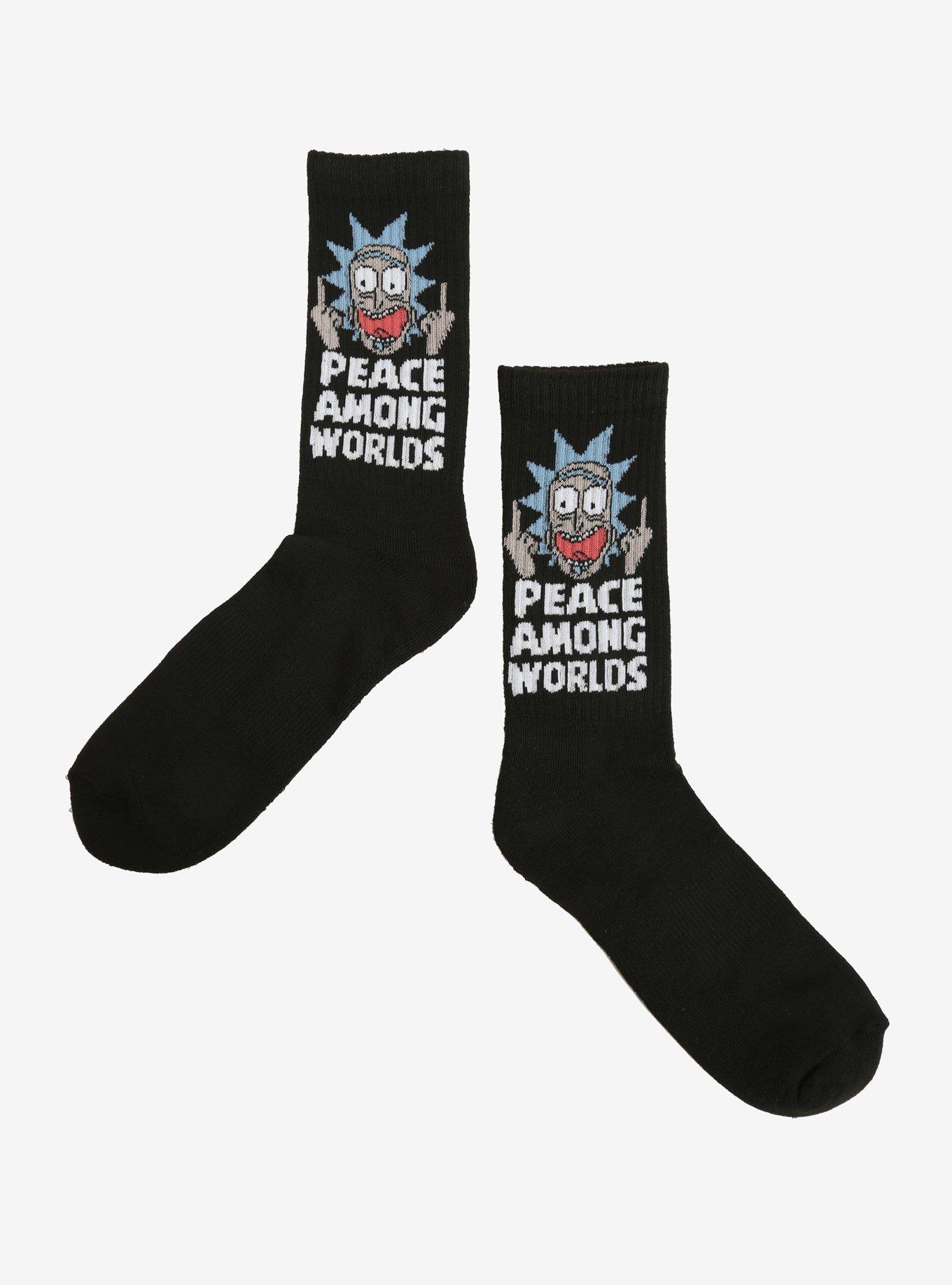 Rick And Morty Peace Among Worlds Crew Socks, , hi-res